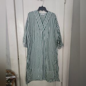 Green and White Striped Dress